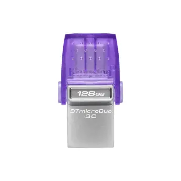 Kingston 128GB DataTraveler MicroDuo 3C 200MB/s Dual USB-A And USB-C Flash Drive Silver
