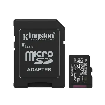Kingston 256GB Canvas Select Plus MicroSD Memory Card 100R A1 C10 Card With Adapter Black