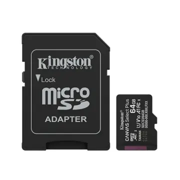 Kingston 64GB Canvas Select Plus MicroSD Memory Card 100R A1 C10 Card With Adapter Black