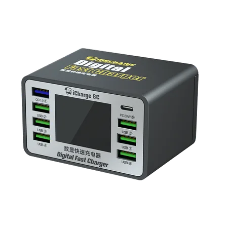 iCharge 8C – Digital Fast Charger – 8 Port – 50W – by Mechanic
