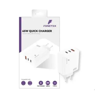 FoneTex 65W GaN Multi Port Adapter White – FT-C227