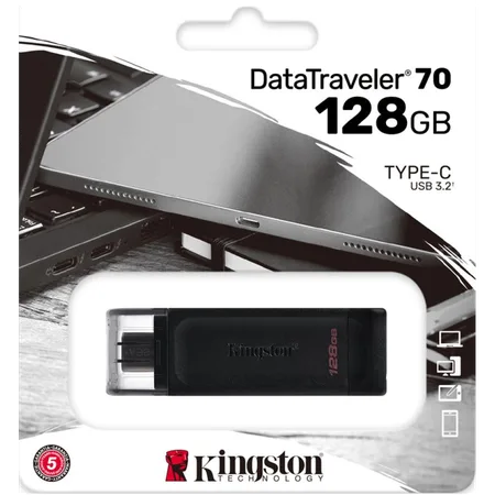 Kingston 128GB USB-C 3.2 Gen 1 DataTraveler 70 – DT70/128GB