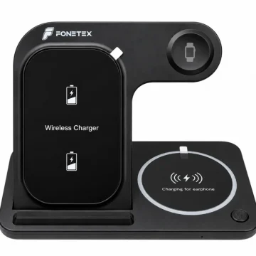 FoneTex 3 in 1 Wireless Charger Stand For Phone, Watch And Headset – FT-TS03