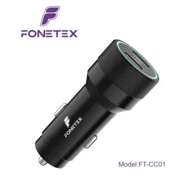 FoneTex Auto Oplader 60W – Double USB-C – FT-CC01