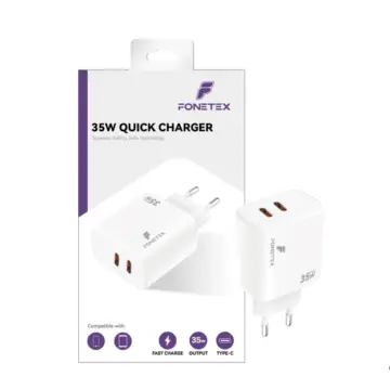 FoneTex 35W GaN Double USB-C Adapter White – FT-C223